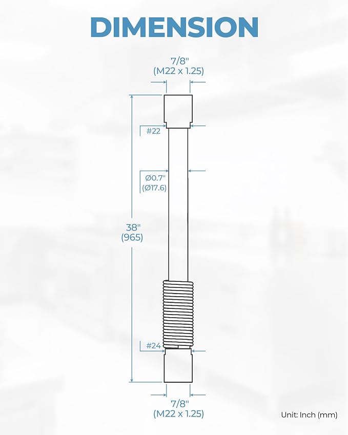 38" Commercial Sink Faucet Sprayer Hose, Pre-rinse Sprayer Hose for Commercial Kitchen Sink Faucet, 38 Inch Stainless Steel Flexible Hose Replacement Kit for Restaurant Industrial Dishwasher