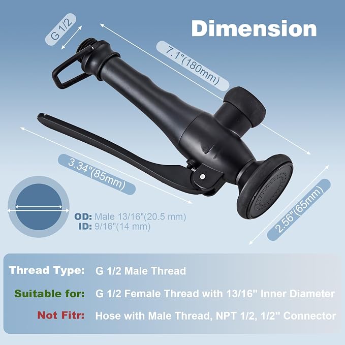 Pull Down Kitchen Faucet Replacement Head, Spray Head with Stream & Spray Functions, High-Pressure Anti-Clog Nozzle, Easy Install, Matte Black, Fits Most Kitchen Faucets