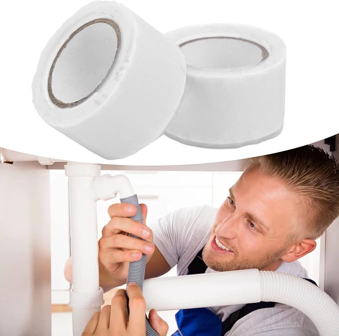 Eujgoov 2PCS Self Fusing Silicone Tape Insulation Tape for Water Pipe Hose Leak Repair Emergency Sealing (White)