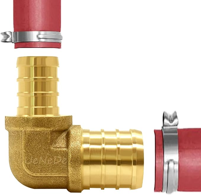 Uenede Brass 3/4 to 1/2 Inch PEX Coupling Crimp Pipe Tube Fitting Kit 15PCS | PEX-B LF Reducer Connector Straight*5 + Elbow*5 + Tee*5