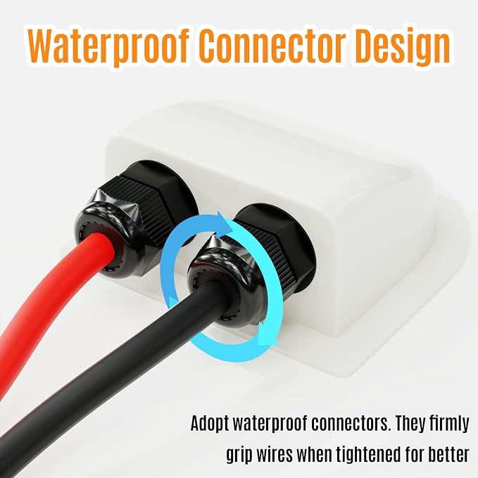 Solar Cable Entry Gland Waterproof PV Entry Gland Multiple Lengths with UV-Resistant PC Housing Includes Butyl Tape for RV Boat Roof Yacht Solar Systems (5FT White)