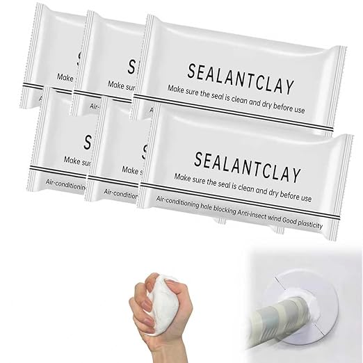 6 Pack Moldable Sealant Clay, White Fast Drying Sealant Mastic, Repair Sealing Putty for Drain Pipe Connections, Wall Holes, Air Conditioning Holes and Household Gap Filling.
