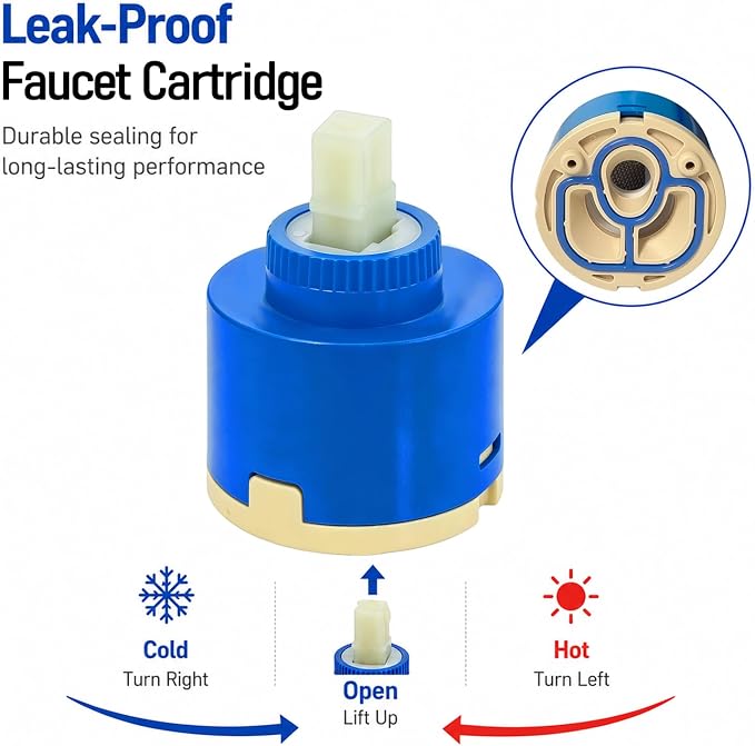 N40DW 40mm Ceramic Faucet Cartridge,Replacement for Kitchen and Shower