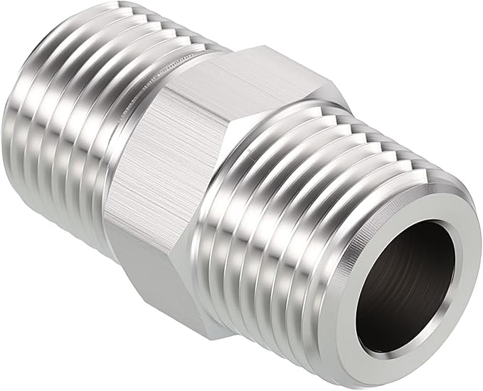 1/2" Male NPT to 1/2" Male NPT SUS304 Hex Nipple | Solid Male Pipe Adapter Hose Connectors for Pipe Repair, Bathroom Remodel, Tool Extensions, Compression, Irrigation