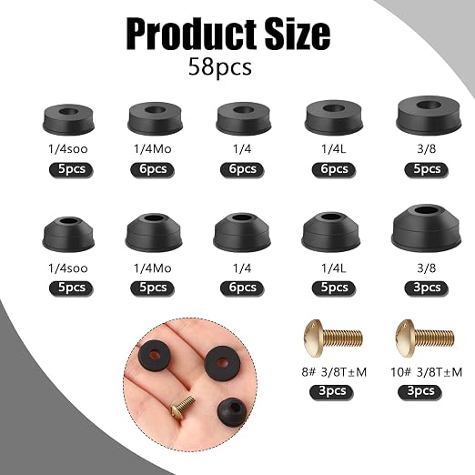 Outdoor Faucet Repair Kit Flat Beveled Rubber Washers (58 Pack)