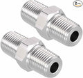Pack of 2, 1/8" Male NPT To 1/8" Male NPT SUS304 Hex Nipple | Solid Male Pipe Adapter Hose Connectors for Pipe Repair, Bathroom Remodel, Tool Extensions, Compression, Irrigation