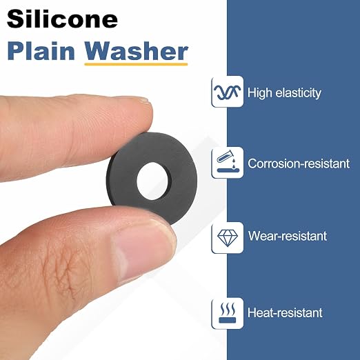 PATIKIL M8 Silicone Flat Washer, 10 Pcs 8mm ID 25mm OD Plain Washer Grommets O-Ring Sealing Gasket Spacer for Faucet Pipe Water Hose Shower Door Handles, Black