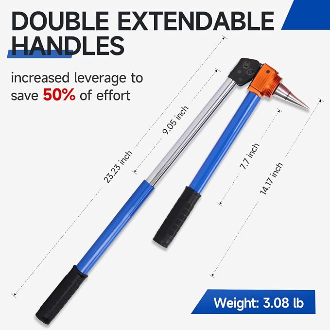 iCrimp PEX A Expansion Tool Kit, Extendable Handle, 1/2"-1", F1960/ProPEX | PEX A expansion tool kit with extendable handles, 1/2", 3/4" and 1" heads, cutter and lubricant.