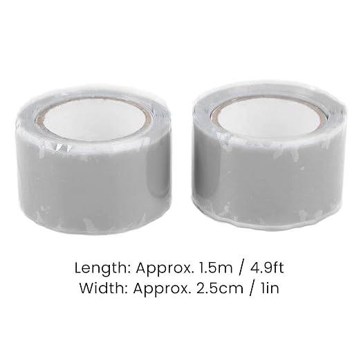 Self Fusing Silicone Tape High Temperature Adhesive Tape for Plumbing Repairs Hose Leak Fixing 2 Rolls 1.5m x 2.5cm (Gray)