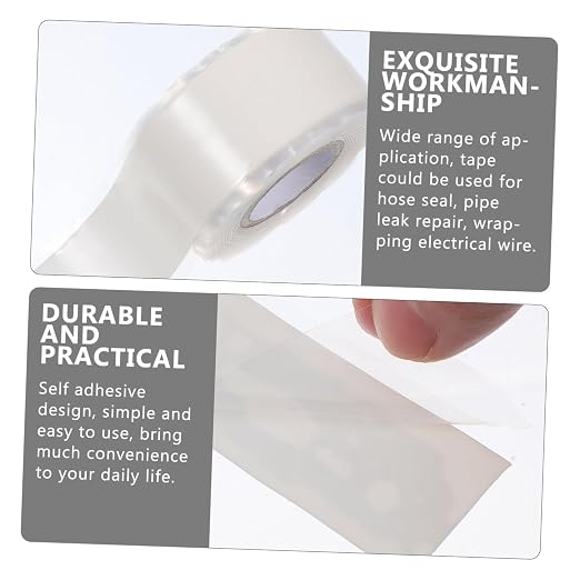 PRETYZOOM High Temperature Resistant Waterproof Silicone Rubber Tape Self-Adhesive Leak Repair Duct Tape for Plumbing Heavy Duty 1 Roll