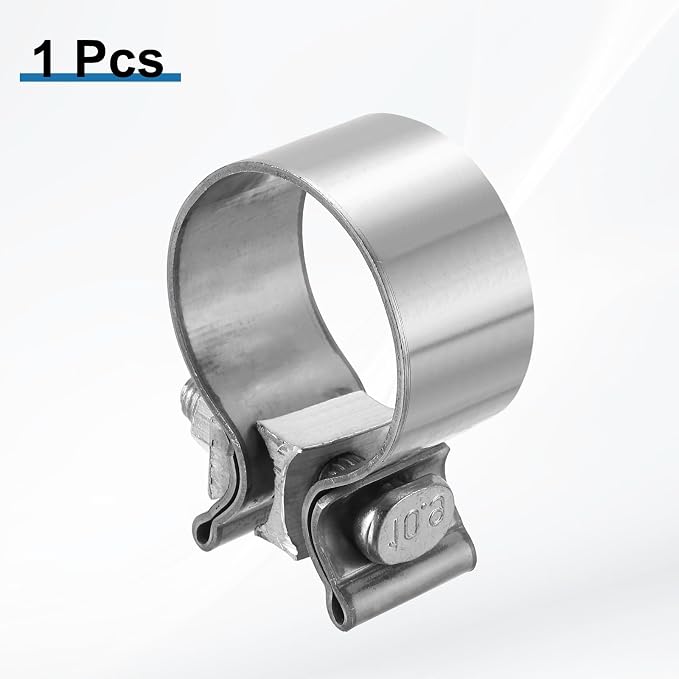 HARFINGTON 410 Stainless Steel Exhaust Clamp 1.38" Butt Joint Narrow Band Muffler Seal Exhaust Narrow Lap Butt Clamps for Pipes Mufflers Converters System Repair, Silver