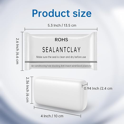 8 Pack Waterproof Duct Seal Sealing Putty for Drain & Wall Holes Qk Repair- | Zxfuture Mending Clay for AC Hole. Easy to Mold, Stays Soft. Ideal for Plumbing & HVAC (White)