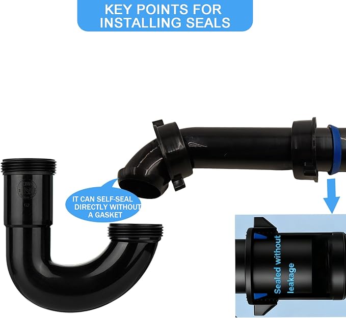 (1 Pack-Black) eflyefly 1-1/2 inch P Trap Kitchen Bathroom Sink Drain Kit
