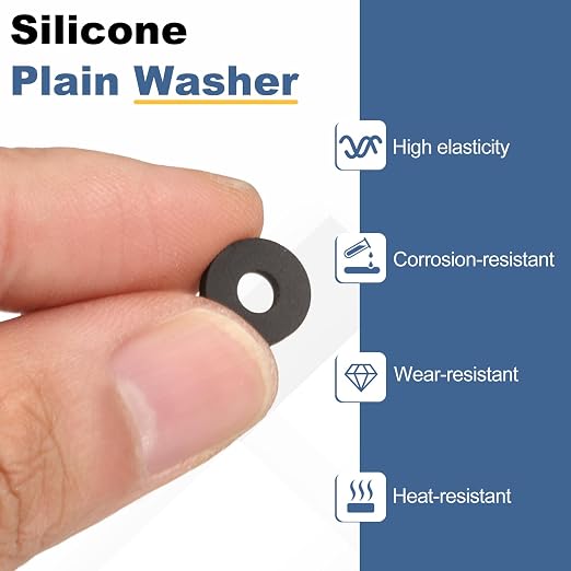 PATIKIL M4 Silicone Flat Washer, 10 Pcs 4mm ID 12mm OD Plain Washer Grommets O-Ring Sealing Gasket Spacer for Faucet Pipe Water Hose Shower Door Handles, Black