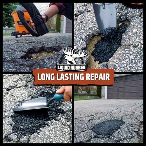 Liquid Rubber Asphalt Patch, Cold Patch for Driveways & Potholes, 11lb Pail