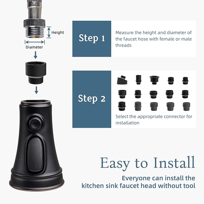 Universal Kitchen Faucet Head Replacement, 3 Modes Spray, Oil-Rubbed Bronze
