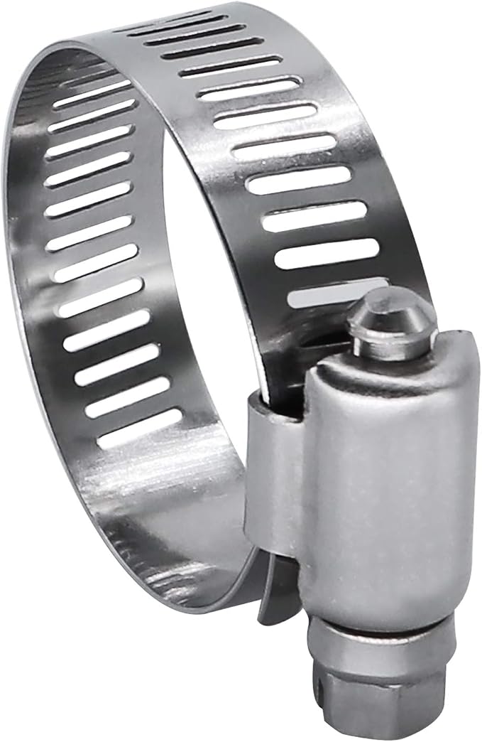 1.25 inch Hose Clamp Full Stainless Steel Worm Gear: 21mm - 44mm, 10 Pack | ROADFORMER 1.25 hose clamp SAE 20 Size, 1/2" Band Width, smoothly install and precisely fit hose & pipe size