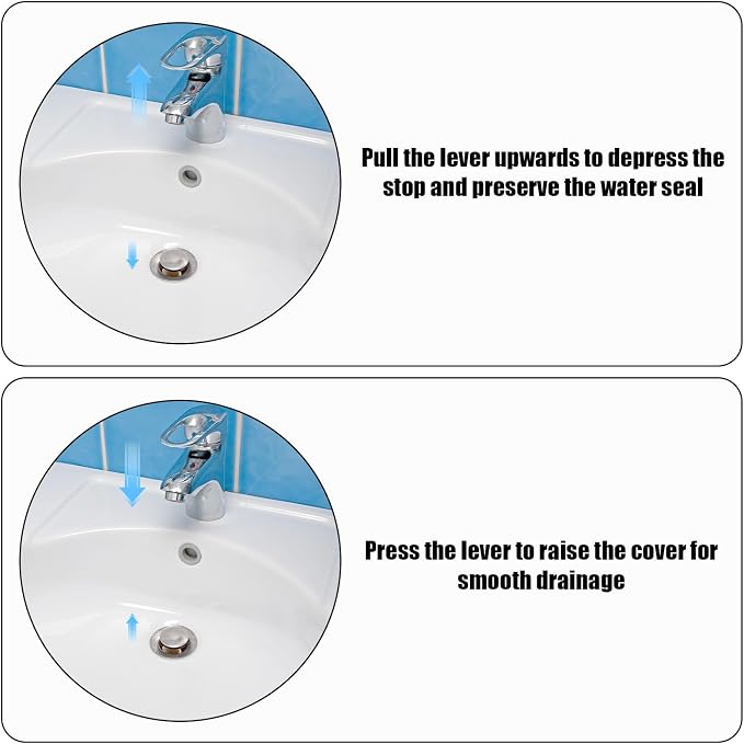 Universal Sink Drain Parts for Pfister PF0906, Lavatory Pop Up Stopper Assembly with Plug Pivot Ball Pull Rod & Linkage Bathroom Drain Repair Kit Replacement Part for PF WaterWorks PF0906