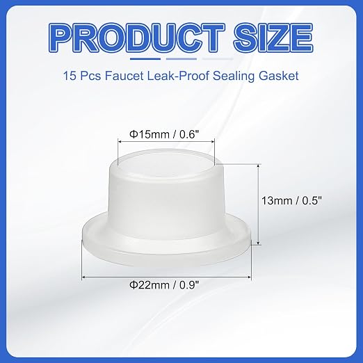 uxcell 15 Pcs Faucet Leak-Proof Sealing Gasket, Silicone Faucet Sealing Gasket, Universal Leak-Proof Silicone Plug for Pipe Plugs, Prevent Leaks in Pipe Systems, White