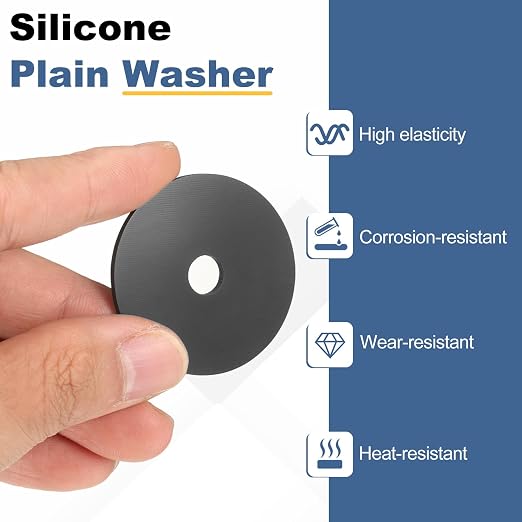 PATIKIL M8 Silicone Flat Washer, 10 Pcs 8mm ID 40mm OD Plain Washer Grommets O-Ring Sealing Gasket Spacer for Faucet Pipe Water Hose Shower Door Handles, Black