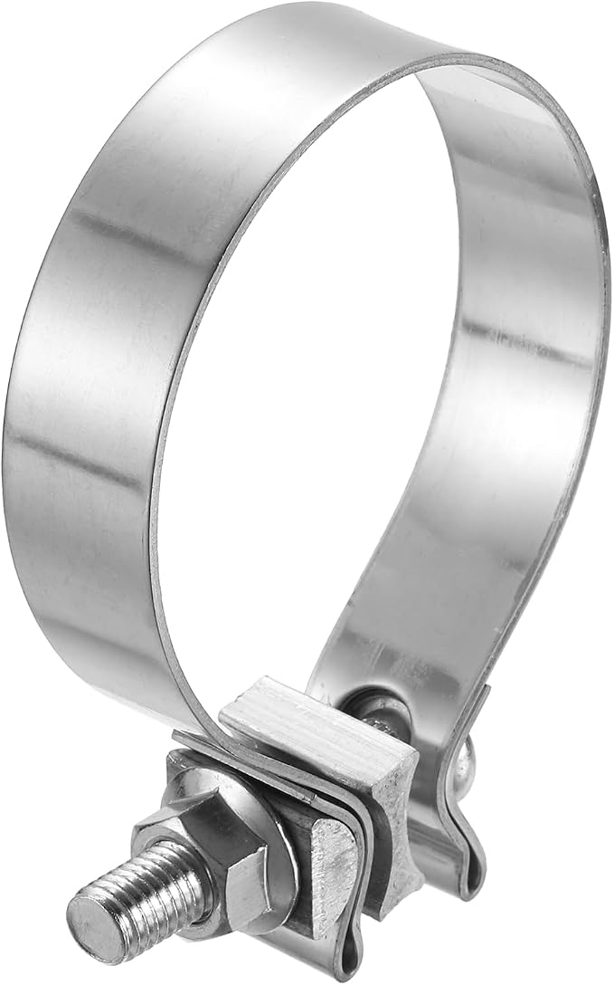 HARFINGTON 410 Stainless Steel Exhaust Clamp 3.15" Butt Joint Narrow Band Muffler Seal Exhaust Narrow Lap Butt Clamps for Pipes Mufflers Converters System Repair, Silver