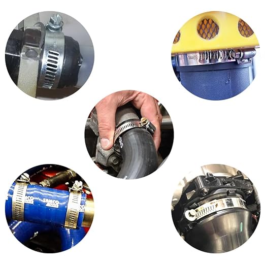 LOKMAN 20 Pack Stainless Steel Hose Clamp Adjustable 1-1/4'' - 2-1/4'' (33-57mm) Worm Gear Hose Clamp, Metal Fuel Line Pipe Clamp for Plumbing, Automotive And Mechanical Application