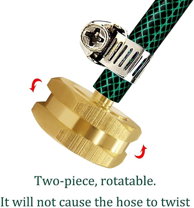 Joywayus 2Pcs 1/4"Barb to 3/4"GHT Female Brass Garden Hose Repair Connector | Swivel, Water Pipe Connector, Copper Fitting, Stainless Clamp, House/Boat/Lawn/Power Wash/Irrigation