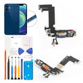 for iPhone 12 mini Lightning Charging Port Replacement Black Dock Connector Flex Cable Assembly with Waterproof Tape & Tool Kit A2176 A2398 A2400 A2399 (Blue)