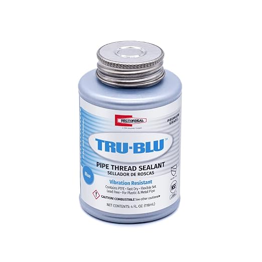 RectorSeal Tru-Blu 31631 Pipe Thread Sealant, Fast-Dry, PTFE Enriched, Plumbing, Designed for high Vibration environments and Thermal Expansion/Contraction, 1/4 Pint