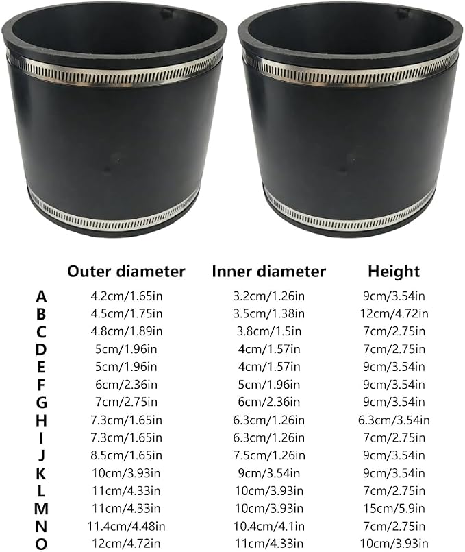 Rubber Sleeve Pipe Coupling Hose Clamps 2 Pack with Steel Band Fasteners for Drain Pipe Repair and Utility Line Maintenance