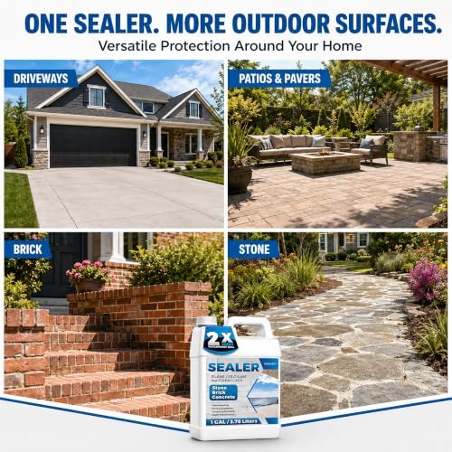 1 Gallon Concrete Sealer, Penetrating Water Repellent for Pavers & Stone