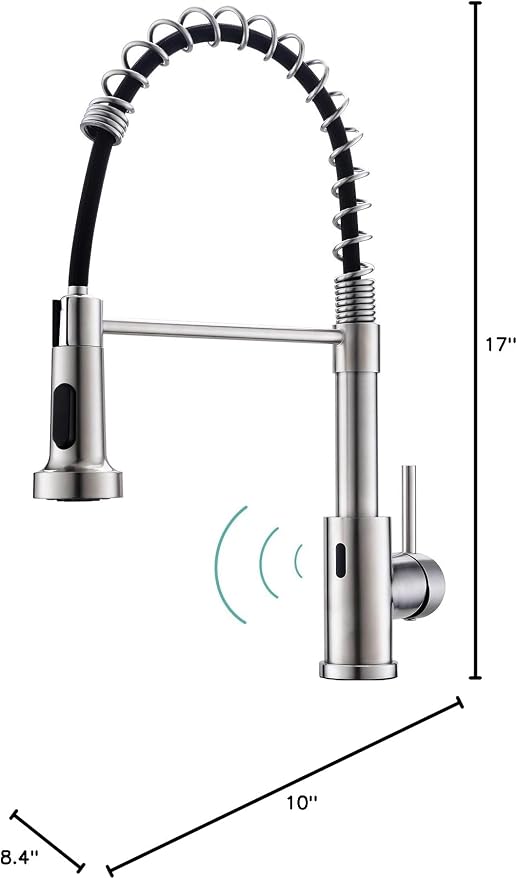 WEWE Touchless Kitchen Faucet, 2-Mode Sprayer, Brushed Nickel, Pull-Down