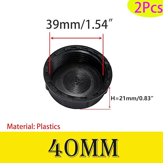 Qrity 2 Pack PVC Pipe End Cap Waste Processor Blanking Caps, Female Thread 39mm End Cap, Pipe Fitting Cap for Drain Pipe