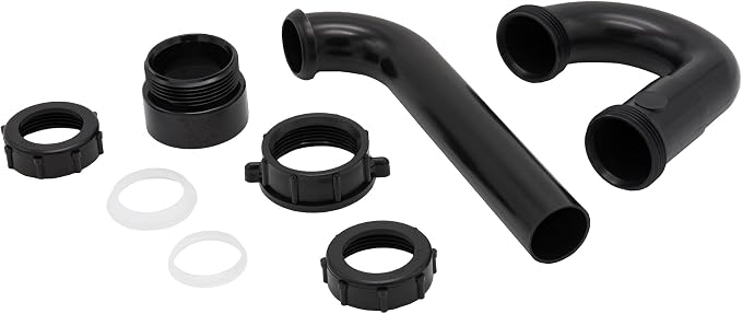 50 Pack 1-1/4 Inch P-Trap Kit, Polypropylene Tubular with ABS Marvel Adapter, Ribbed Threaded Nuts for Strong Leak-Free Connection, Includes J-Bend, Wall Arm & Washers