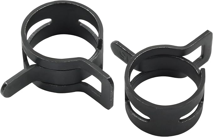 0.59 Inch ID Spring Band Type Clamps, Black, 15mm, 20 Pcs | Fuel Hose Clamps Fasteners, Spring Hose Clip, For Fuel Hose Line Water Pipe Air Tube
