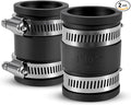 2 Pcs 1 IN Flexible PVC Pipe Coupling with Stainless Steel Clamps Fit 1 IN Nominal Pipes, Couplers for Plastic and Copper Pipe Plumbing Connections, Drain Repair, Dust Hose