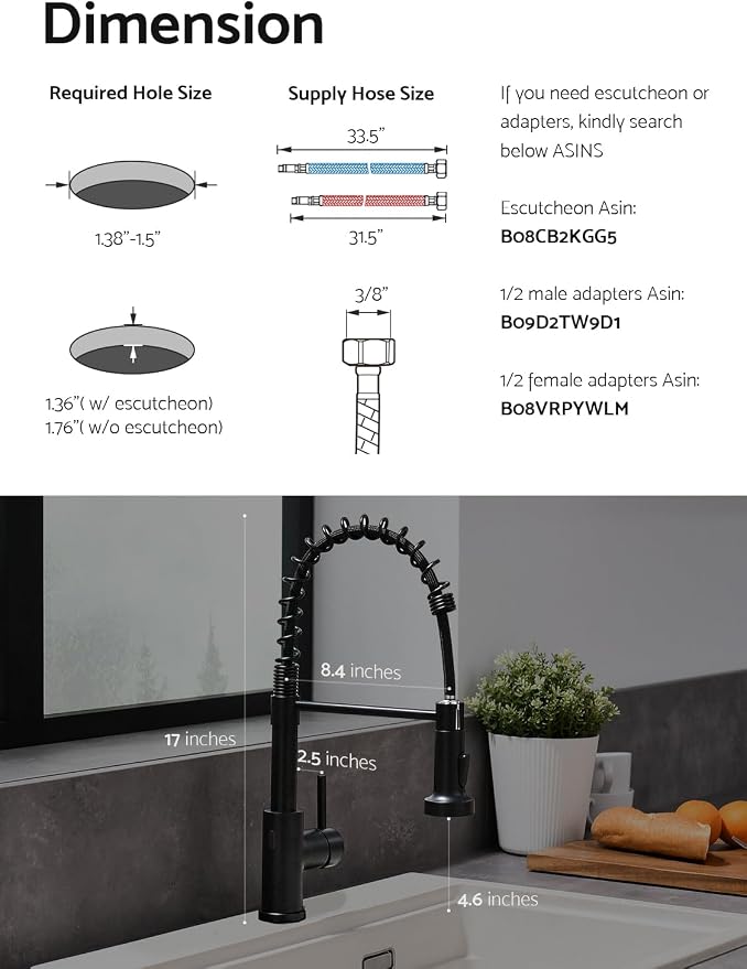 WEWE Touchless Kitchen Faucet, 2-Mode Sprayer, Matte Black, Pull-Down
