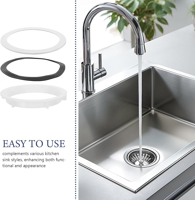 TEHAUX 6pcs Kitchen Sink Strainer Kit with 110mm Seal Ring, 83mm Nut, and 87mm Rubber Washer Set for Drain Assembly and Plumbing Repair