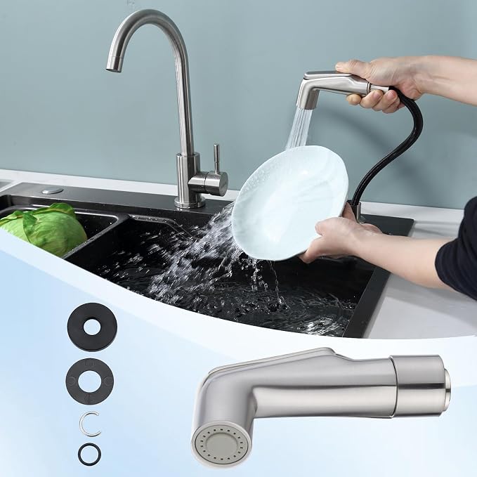 Kitchen Sink Sprayer Replacement,Universal Fit Sink Spray Attachment,Sprayer For Kitchen Sink,Kitchen Faucet Sprayer Replacement Compatible With Delta, Moen, Kohler OEM Brand(Brushed Nickel)