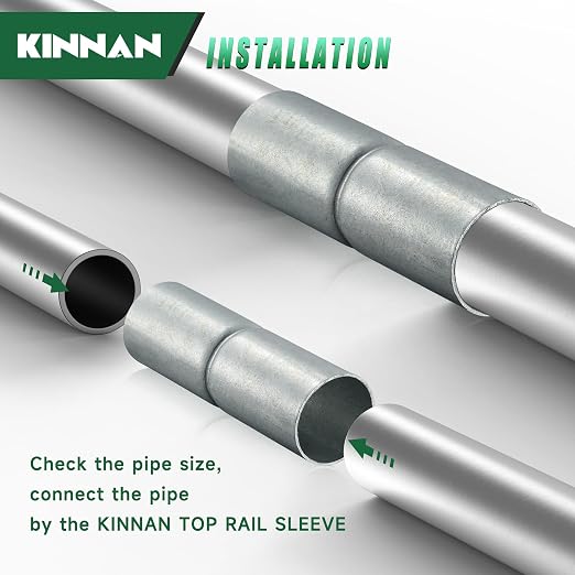 KINNAN 1-3/8" Top Rail Sleeves for Chain Link Fence, Galvanized Steel Top Rail Connector for 1-3/8" OD Pipe/Rail, 6 PCS
