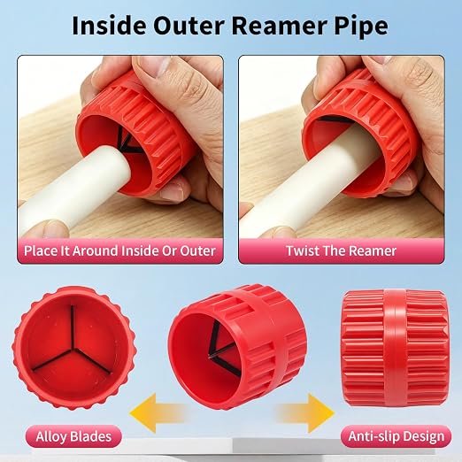 13 PCS Pipe Deburring Tool Set, Removal Tools Set for Fittings, Deburring Tool with 5 High Speed Steel Blades,Inner Outer Reamer Pipe Tubing Chamfer Tool for PVC PEX Copper Aluminum Pipes