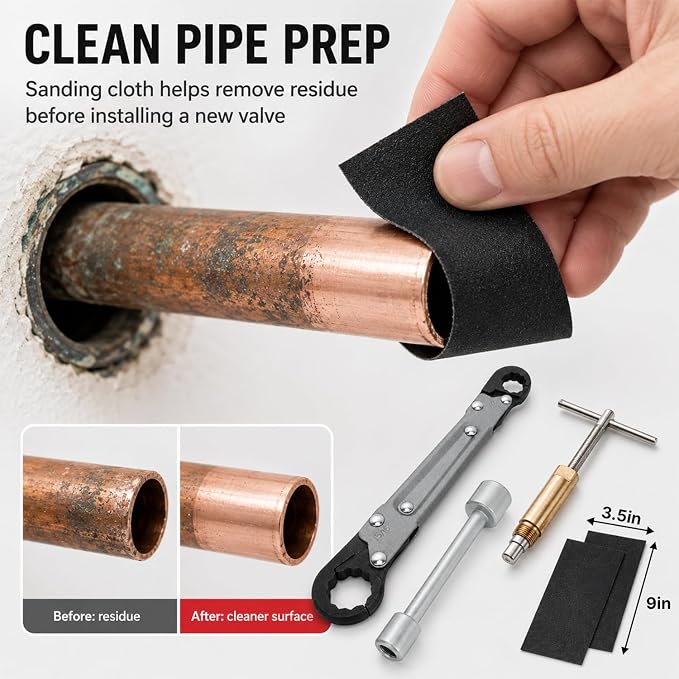 HOLDLY Angle Stop Wrench Kit with 1/2-Inch Compression Sleeve Puller | Slim-Profile Access for Tight Shutoff Valves; Ferrule and Nut Removal for Sink, Toilet and Faucet Supply-Line Repairs
