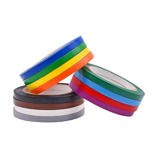 WOD VTC365 Rainbow Pack Vinyl Pinstriping Tape, 3/8 inch x 36 yds. (Pack of 12) for School Gym Marking Floor, Crafting, & Stripping Arcade1Up, Vehicles and More