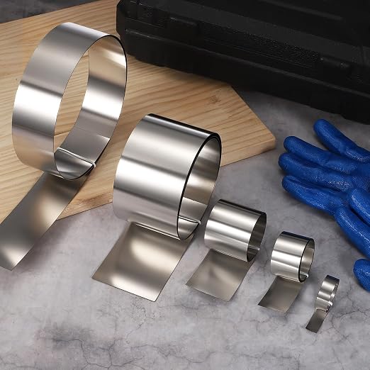 uxcell Stainless Steel Flashing Roll, 1.6in x 3.3ft Metal Roof Panels 0.5mm Waterproof Sheet Roll with Cut Proof Gloves for House Repair, Roof Flashing, Sealing Windows Doors
