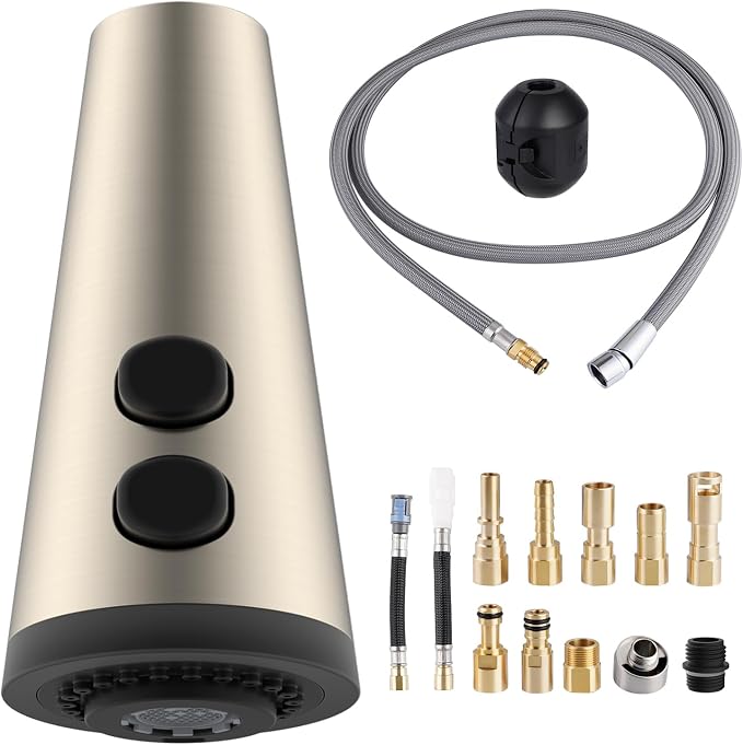 4-modes Kitchen Faucet Head, 67" Hose, 14.1oz Weight Ball, Brushed Nickel
