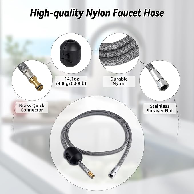 4-modes Kitchen Faucet Head, 67" Hose, 14.1oz Weight Ball, Brushed Nickel