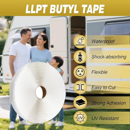 LLPT Butyl Tape 1/2 Inch x 33 Feet Black 1 Pack Leak Proof Waterproof Seal | Strong Adhesion, Non-Hardening, Weather Resistance, Instant Seal for RV Roof Boat Repairs, Fits Most Surfaces, Easy Install