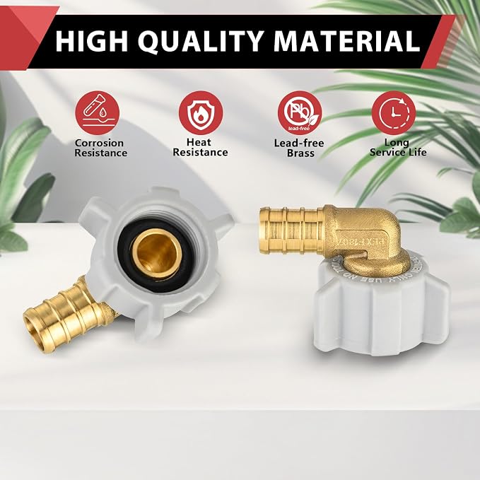 (Pack of 100) EFIELD 1/2" Pex x 1/2" Female NPT Swivel Elbow | Brass Barb Crimp Fittings,ASTM F1807-PEX1807299(100)