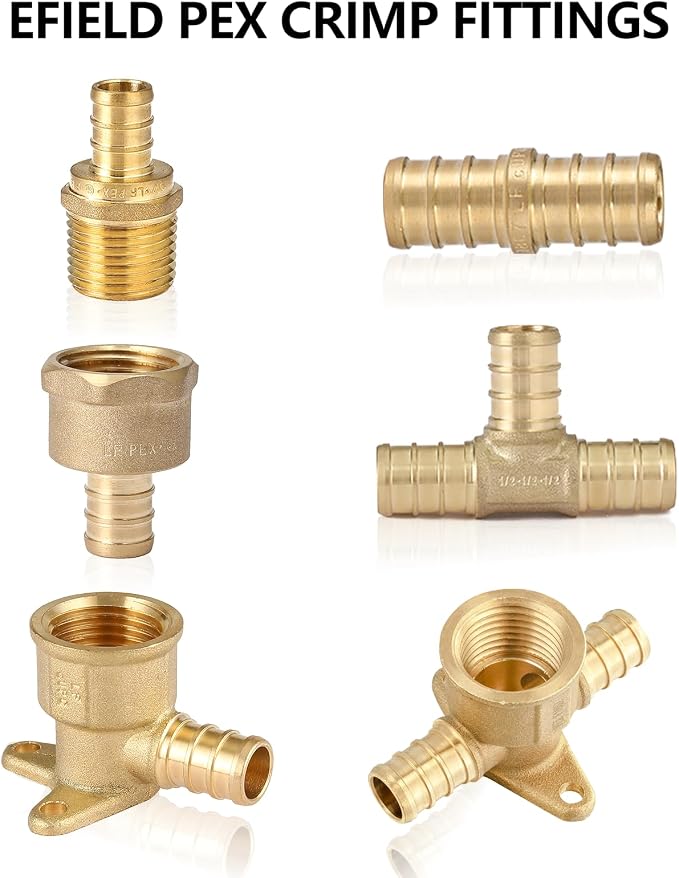 (Pack of 10) EFIELD Pex Crimp 3/4" Pex X 3/4" Female NPT Swivel Elbow Adapter Brass Fittings,(PEX1807211)