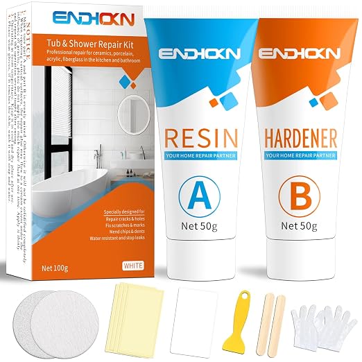 Bath Repair Kit White 100g, Chip & Pedestal Crack Hole Scratches Repair